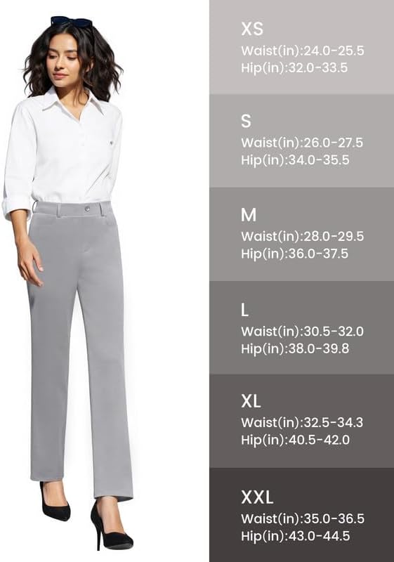 JEKAOYI Womens Dress Pants Stretchy High Waisted Pull On Work Slacks
