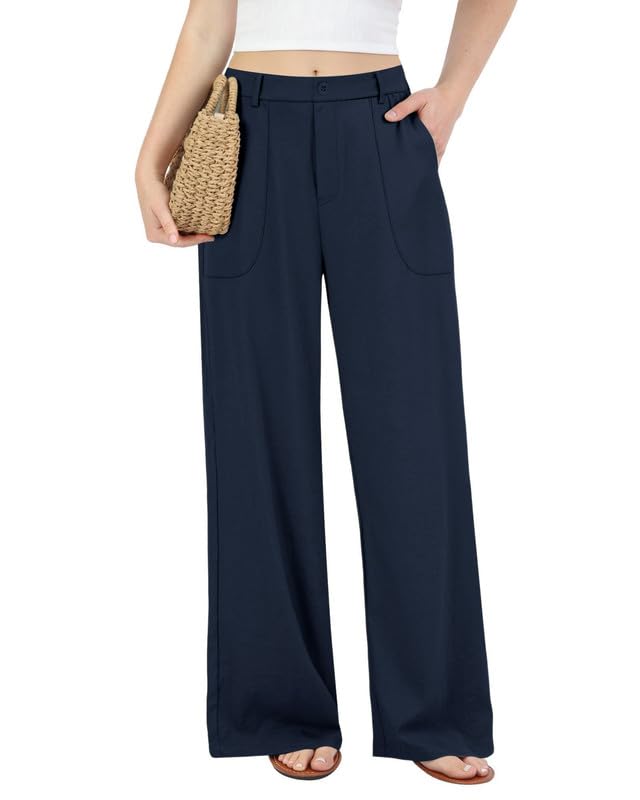 JEKAOYI Womens Cotton Linen Pants Wide Leg Casual Pull On Trousers