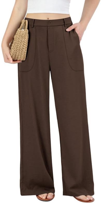 JEKAOYI Womens Cotton Linen Pants Wide Leg Casual Pull On Trousers