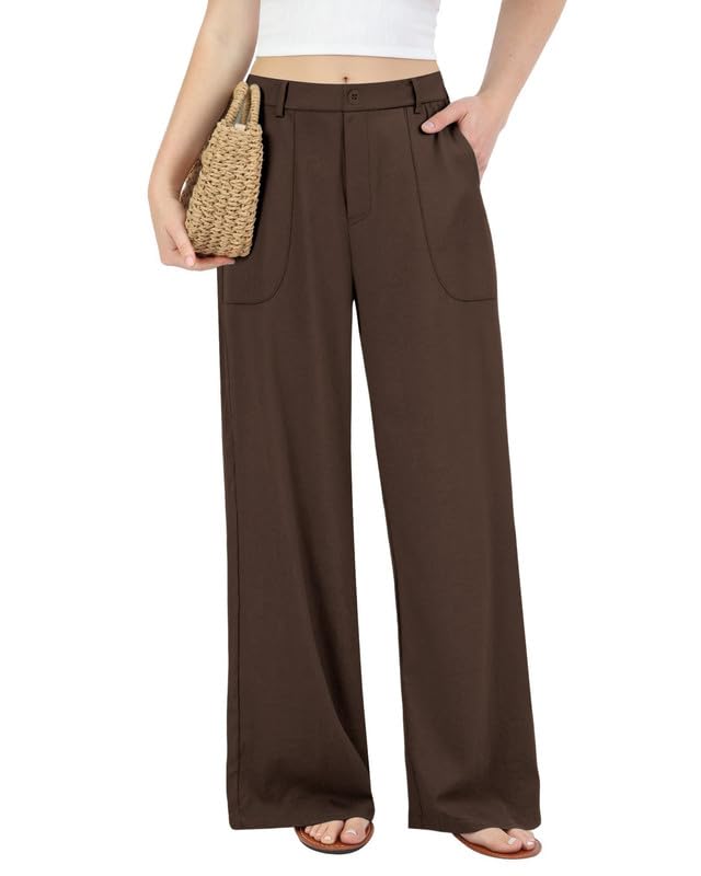 JEKAOYI Womens Cotton Linen Pants Wide Leg Casual Pull On Trousers