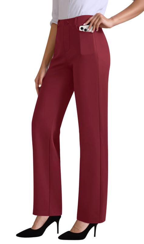 JEKAOYI Womens Dress Pants Stretchy High Waisted Pull On Work Slacks
