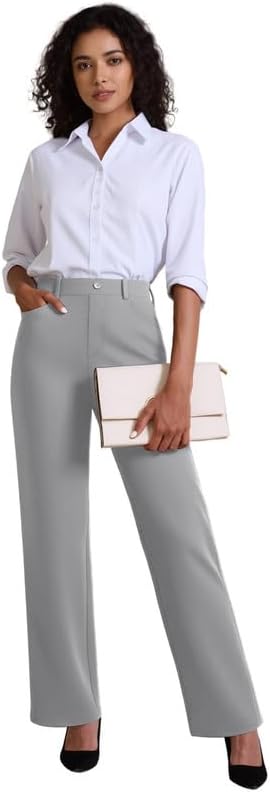 JEKAOYI Womens Dress Pants Stretchy High Waisted Pull On Work Slacks