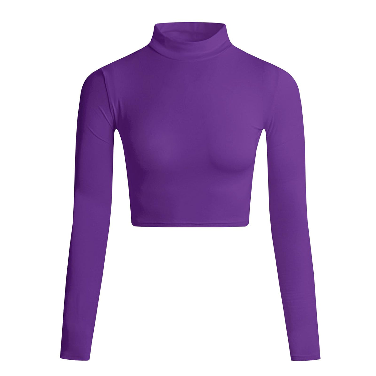 LONGBIDA Women's Long Sleeve Mock Neck Crop Tops Stretch Base Layer T-Shirt