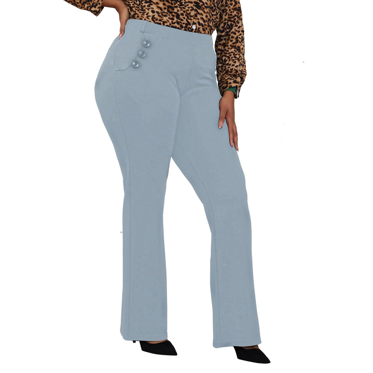 DGD Wrinkle-Free Stretch Dress Pants Plus Size for Women Pull-on Pant Ease into Comfort Office Pant