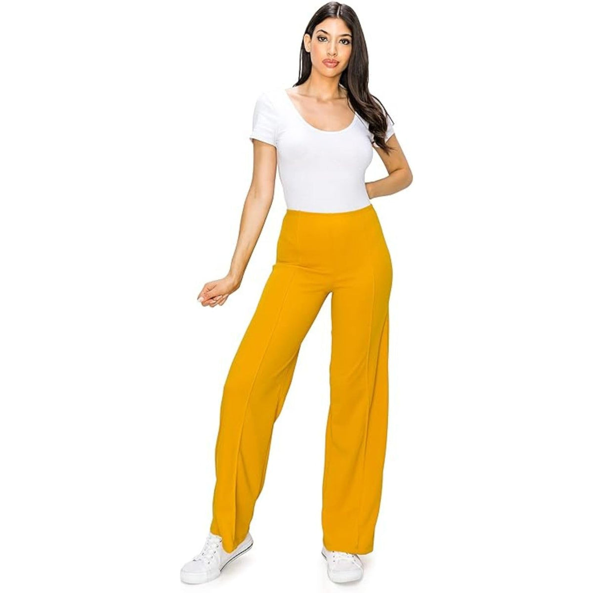 Cemi Ceri Women’s High Waist Wide Leg Dress Pants – Flared Business Slacks for Office, Work & Casual Wear, Stretch Comfort