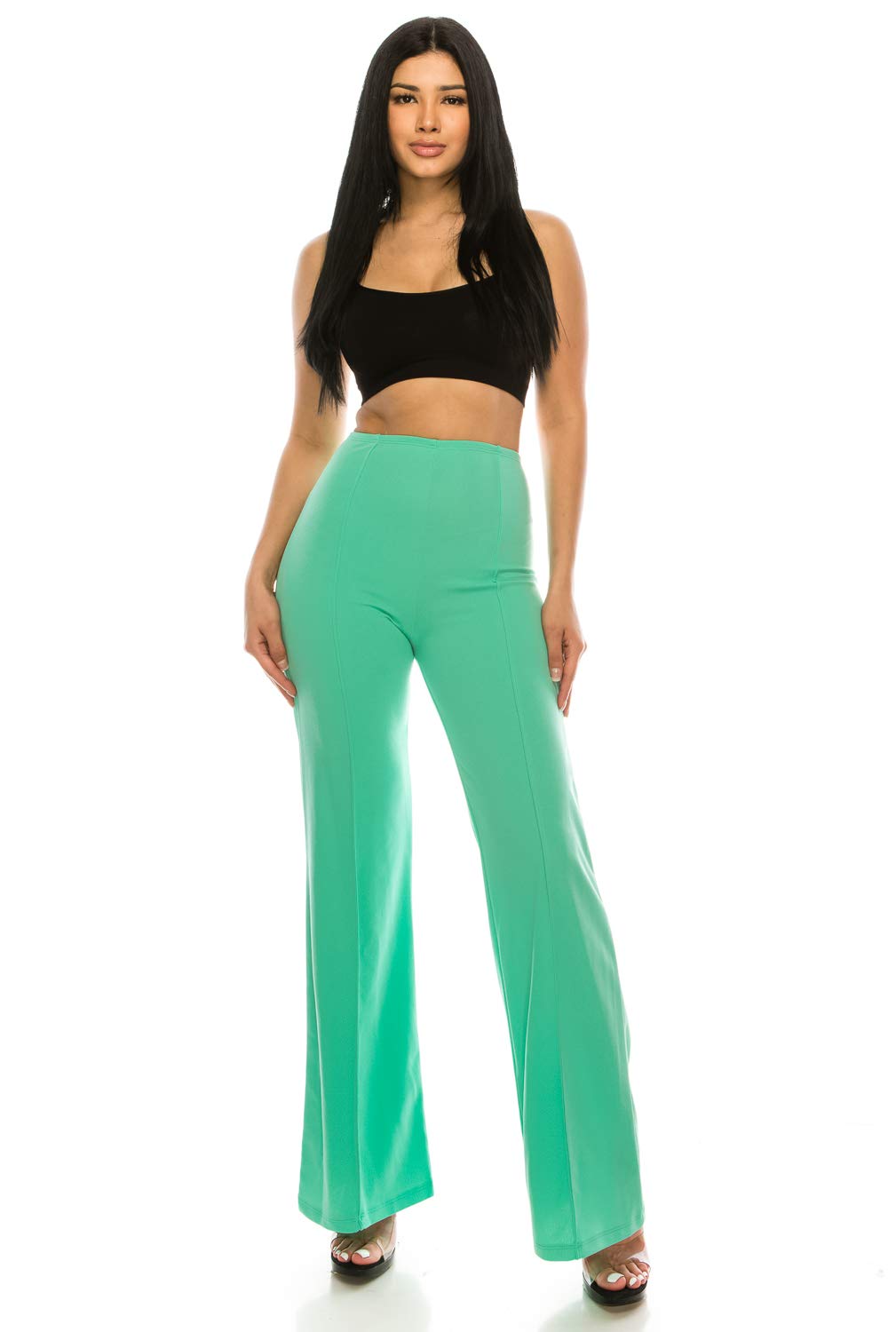 Cemi Ceri Women’s High Waist Wide Leg Dress Pants – Flared Business Slacks for Office, Work & Casual Wear, Stretch Comfort