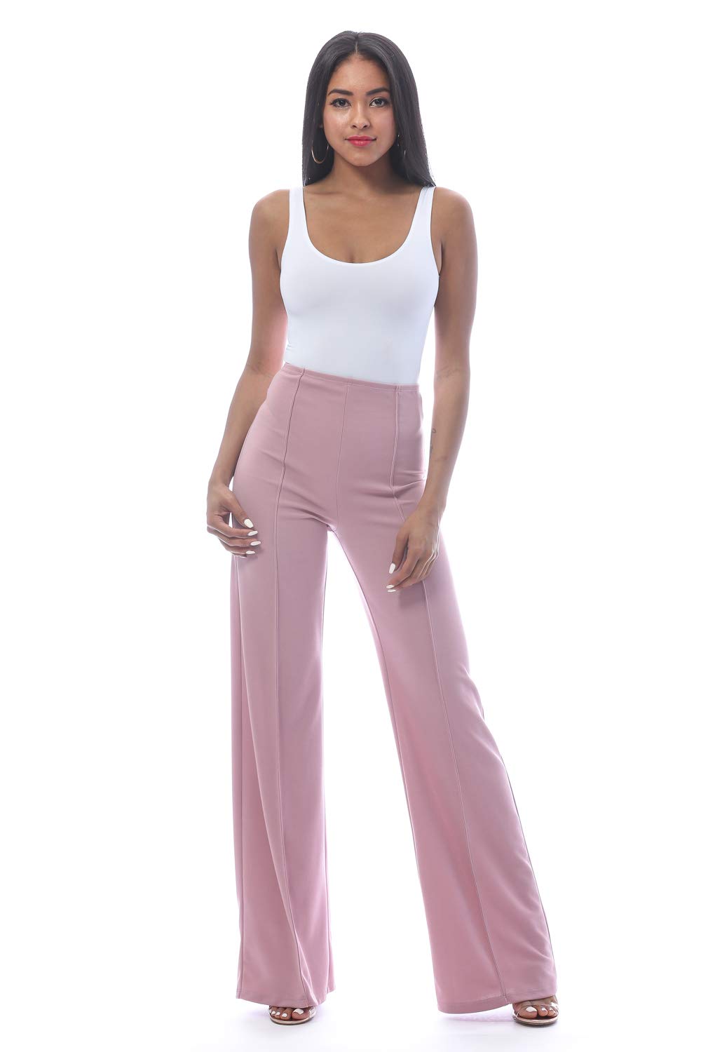 Cemi Ceri Women’s High Waist Wide Leg Dress Pants – Flared Business Slacks for Office, Work & Casual Wear, Stretch Comfort