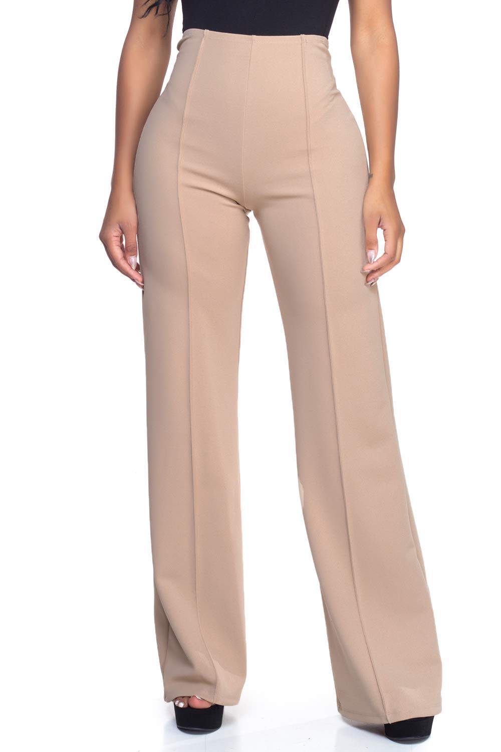 Cemi Ceri Women’s High Waist Wide Leg Dress Pants – Flared Business Slacks for Office, Work & Casual Wear, Stretch Comfort