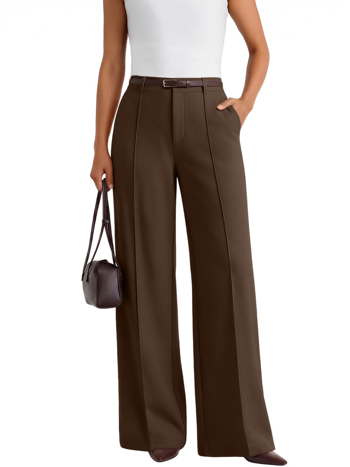 LILLUSORY High Waisted Front Seam Stretchy Dress Work Pants with Pockets