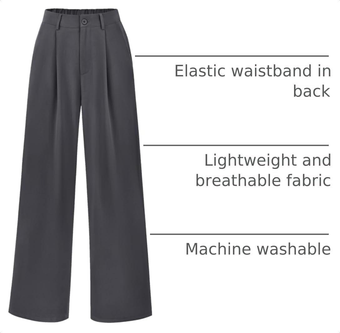 PRETTYGARDEN Women's Flowy Wide Leg Dress Pants