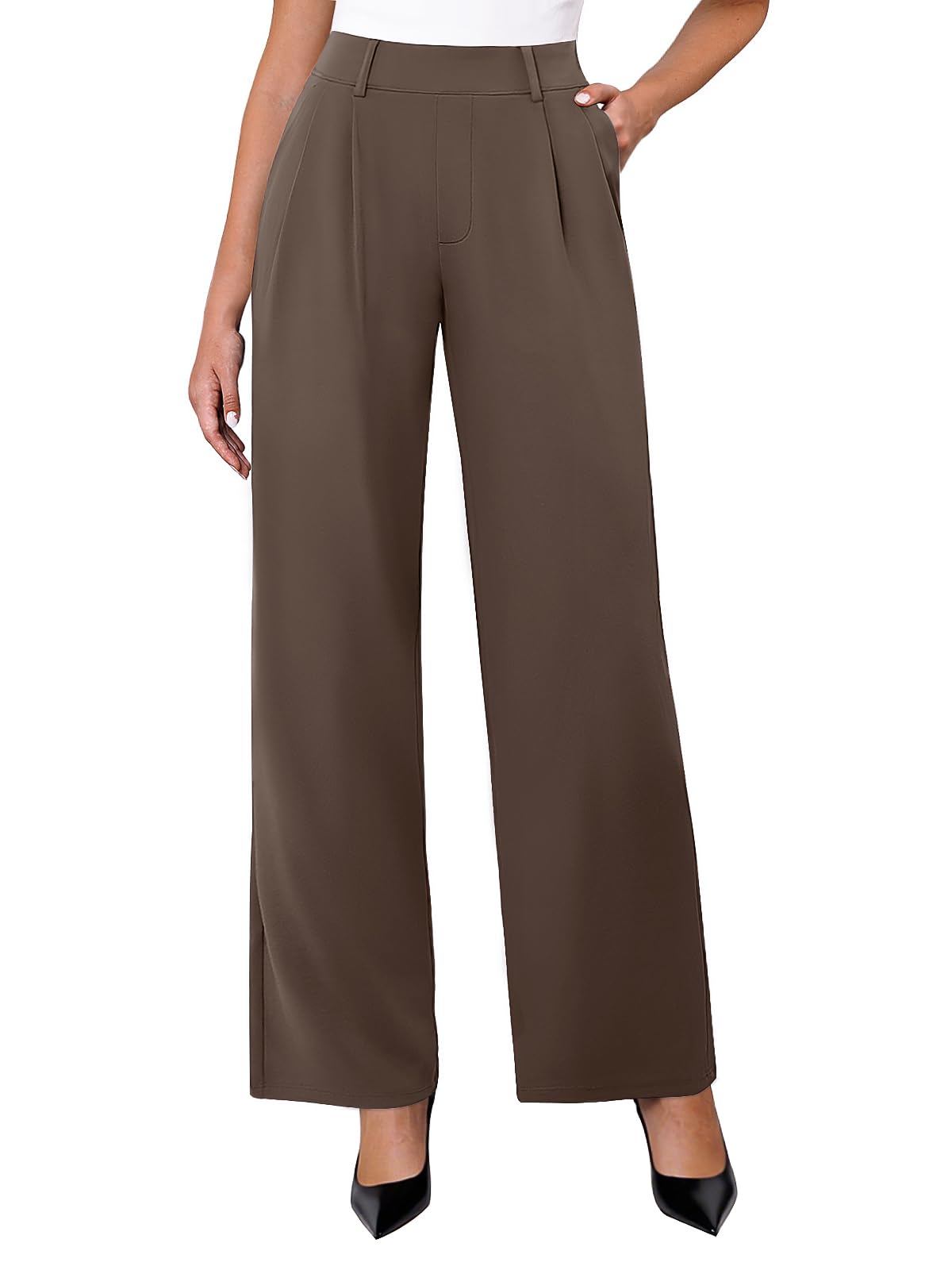 DLOODA Womens Wide Leg Dress Pants Stretchy High Waisted Work Pants