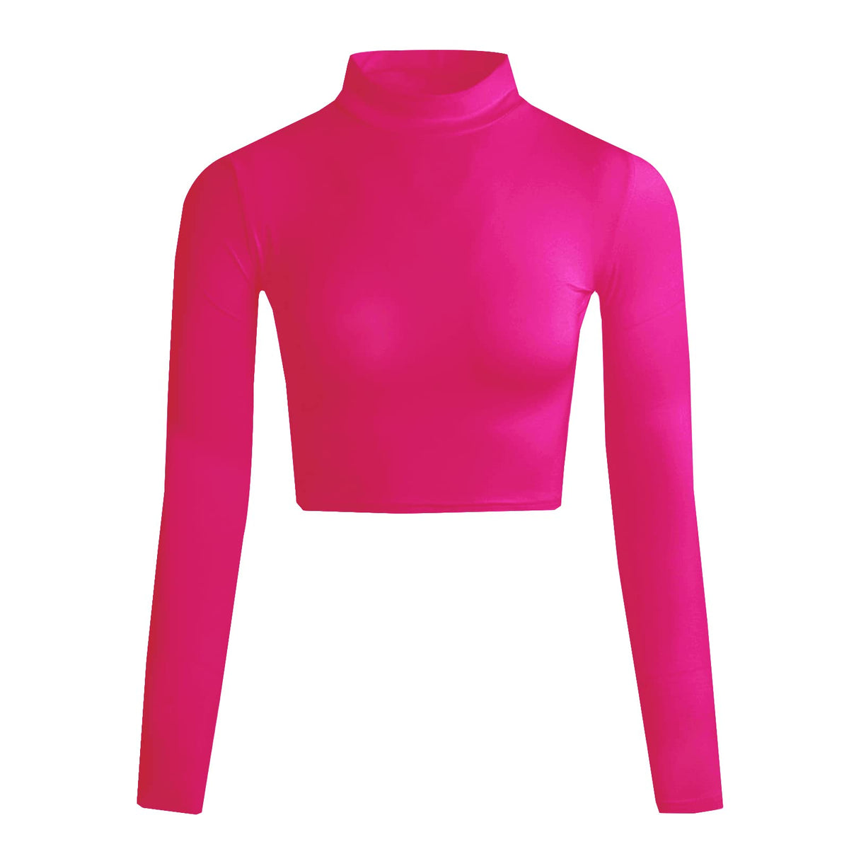 LONGBIDA Women's Long Sleeve Mock Neck Crop Tops Stretch Base Layer T-Shirt
