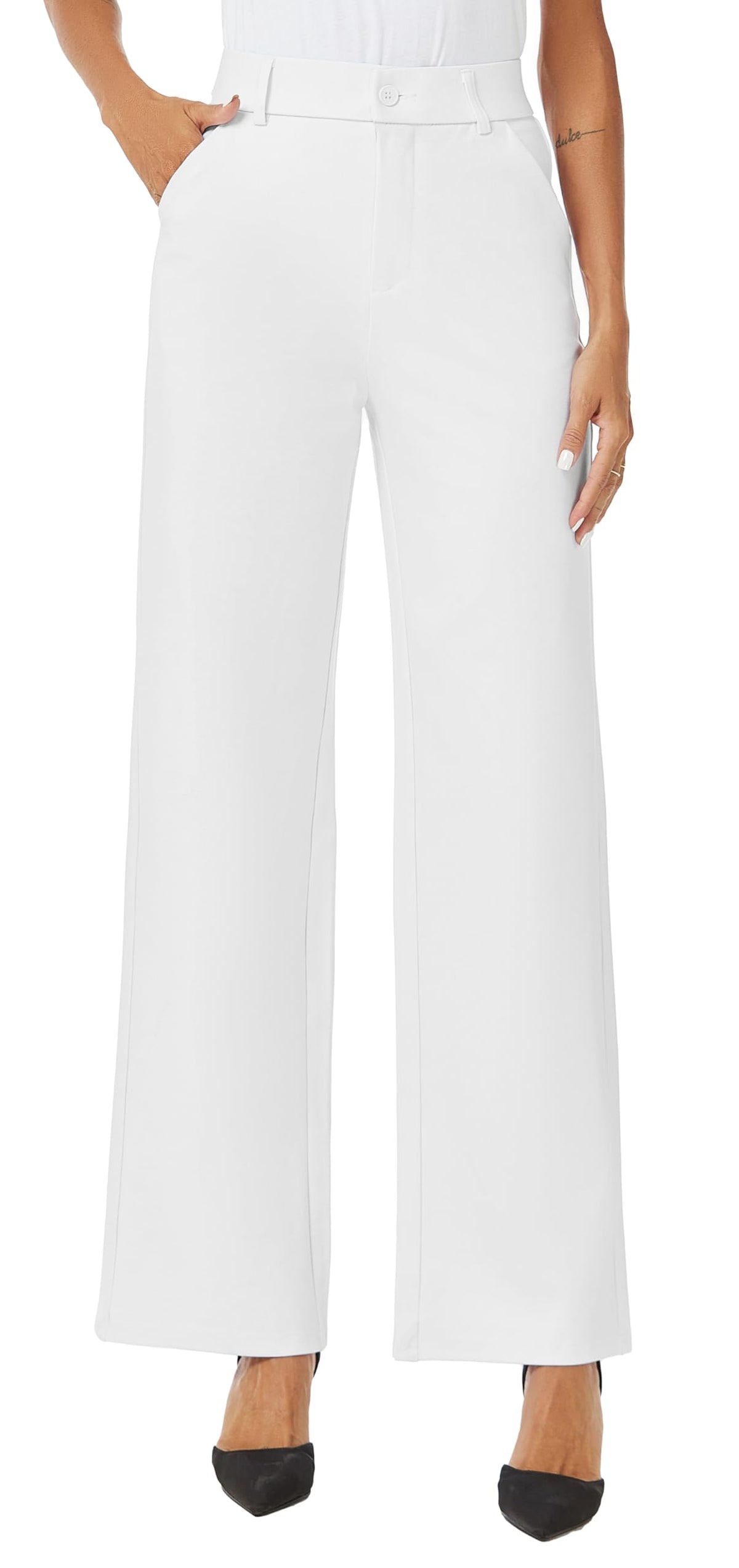 iChosy Womens High Waist Wide Straight Leg Trousers Casual Slacks Dress Pants with Pockets