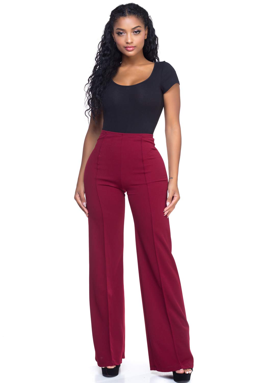 Cemi Ceri Women’s High Waist Wide Leg Dress Pants – Flared Business Slacks for Office, Work & Casual Wear, Stretch Comfort