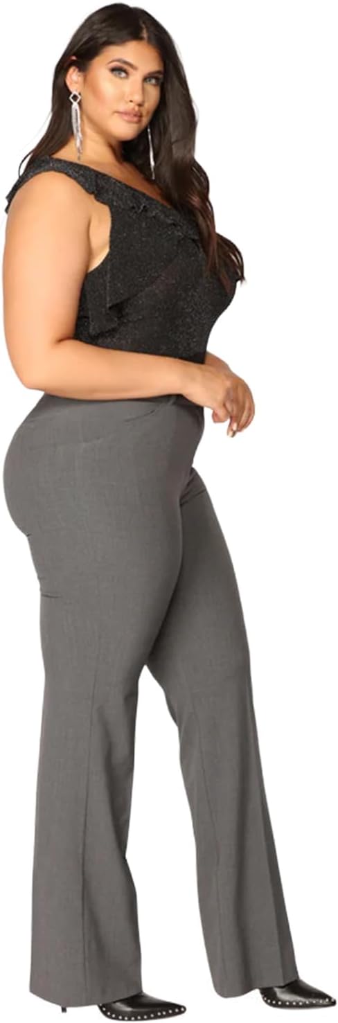 Work Dress Pants for Women Cotton Blend Bootcut Office Slacks Tailored Slit Fit Business Trousers