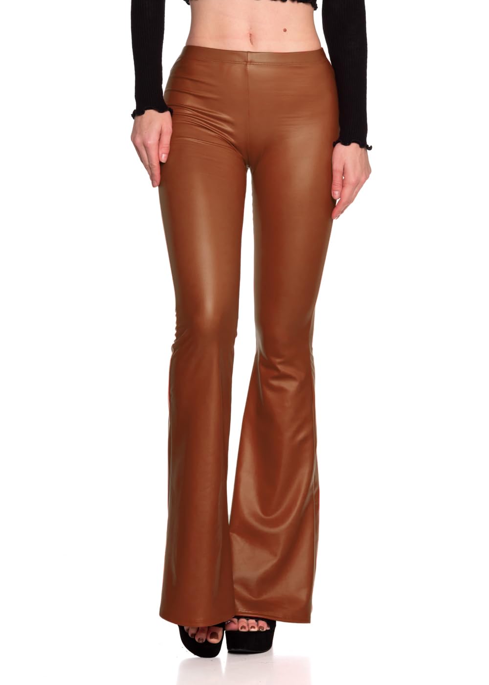 Women's J2 Love Faux Leather Bell Botom Flare Pants