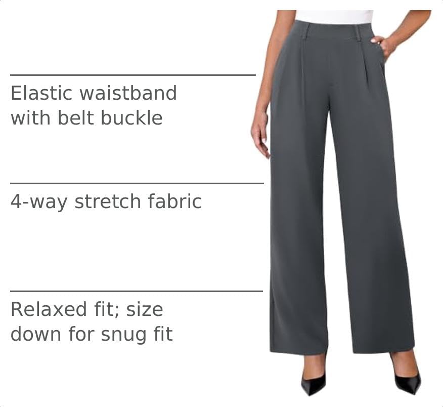 DLOODA Womens Wide Leg Dress Pants Stretchy High Waisted Work Pants