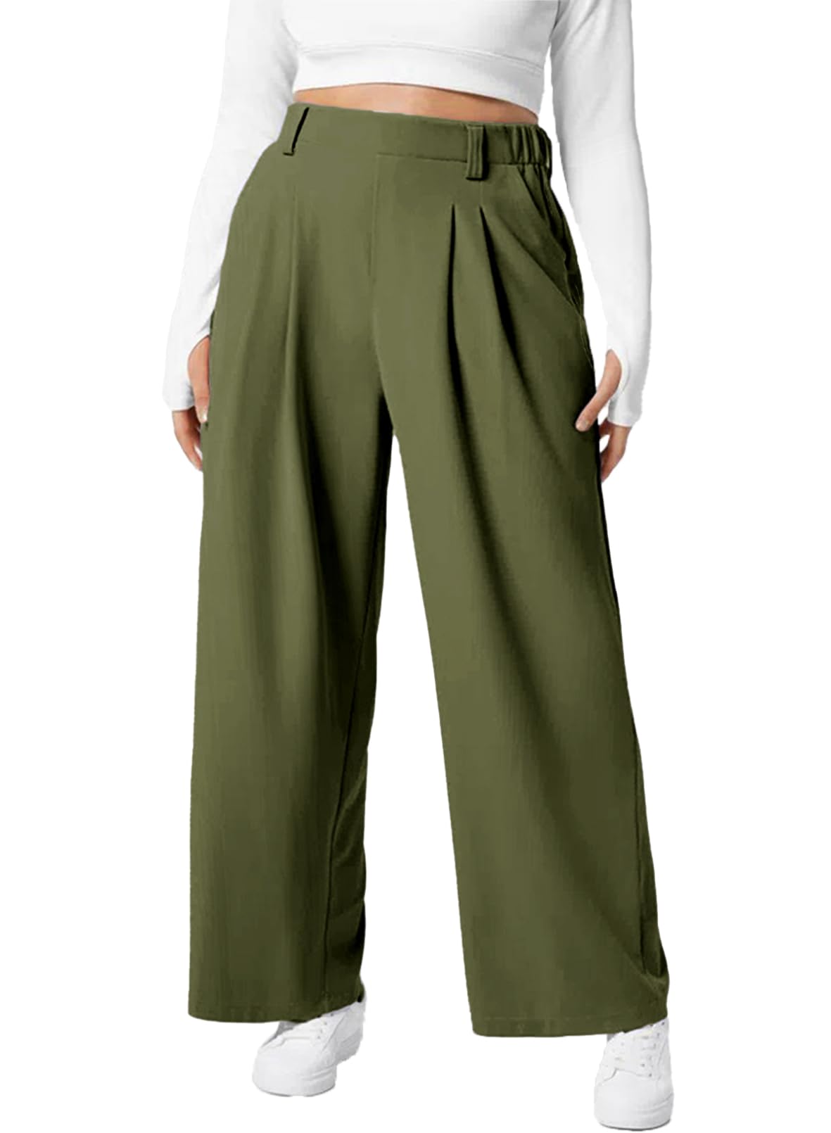Eytino Womens Plus Size Wide Leg Dress Pants