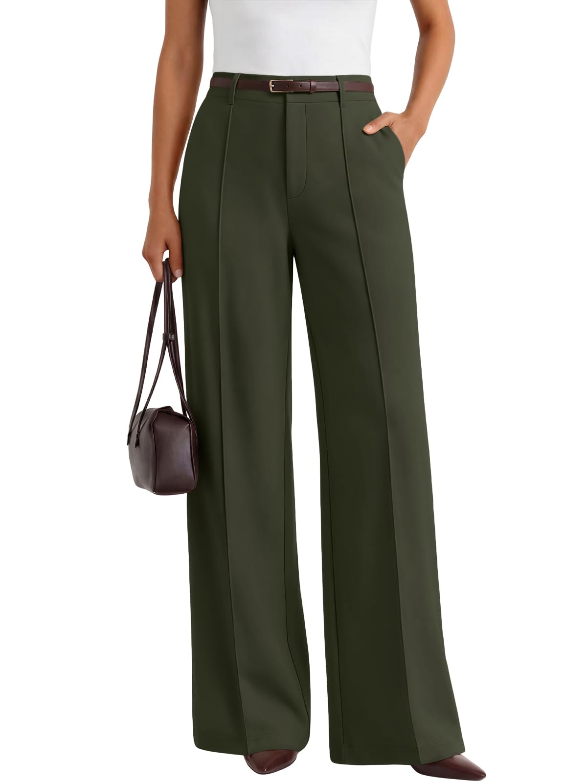 LILLUSORY High Waisted Front Seam Stretchy Dress Work Pants with Pockets