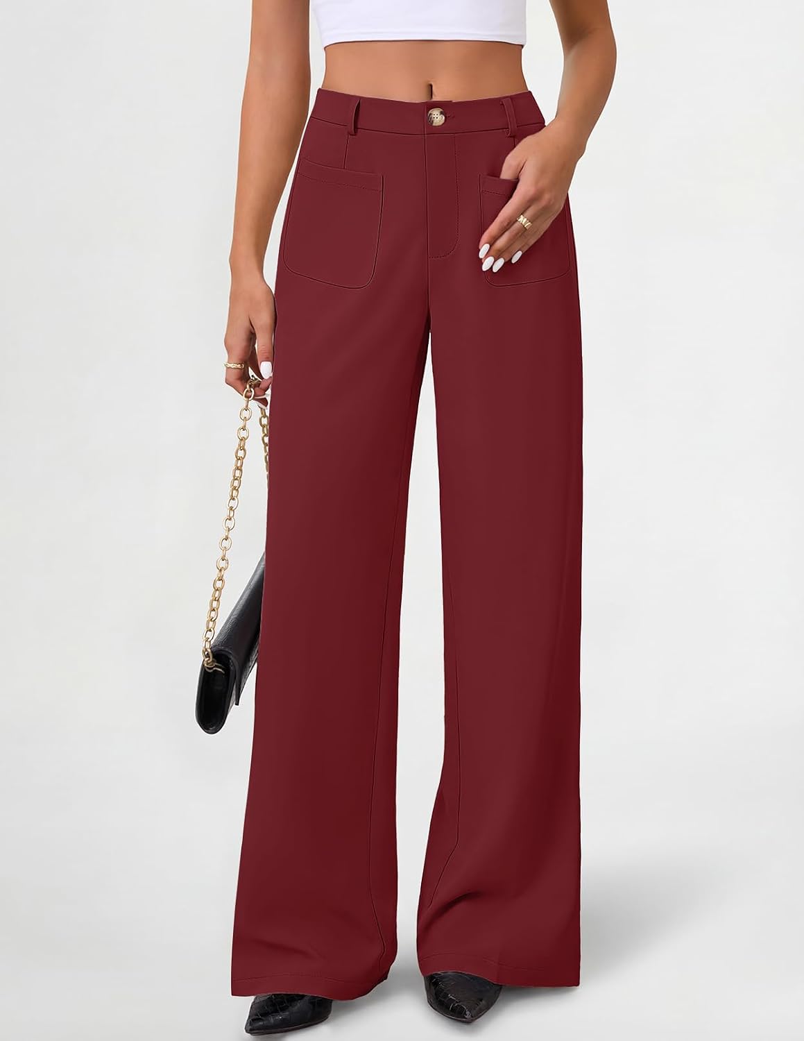 MEROKEETY Womens Wide Leg Dress Pants High Waisted Business Casual Trousers