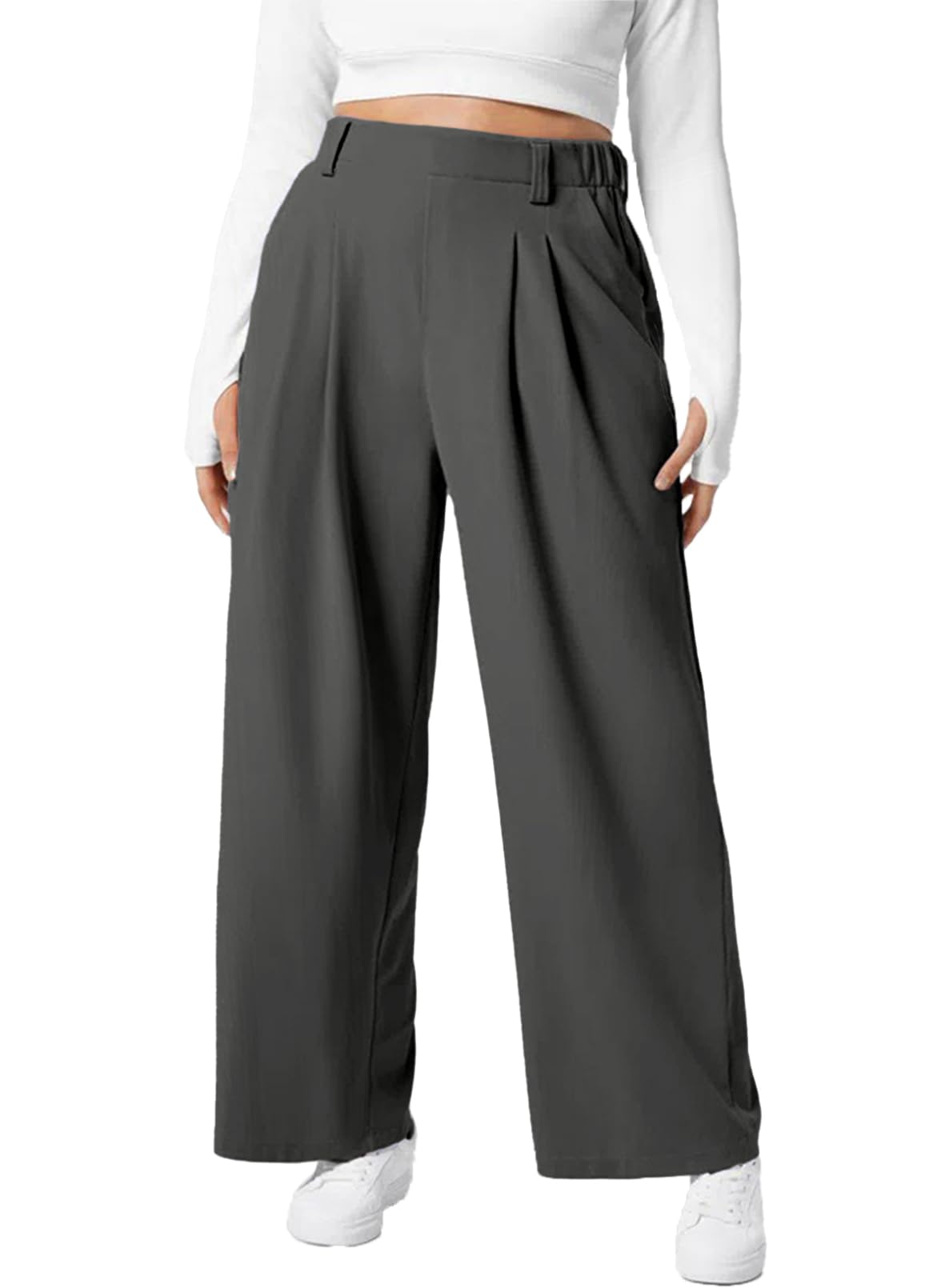 Eytino Womens Plus Size Wide Leg Dress Pants