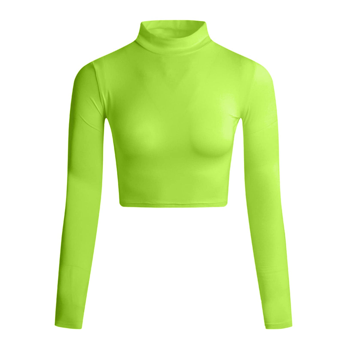 LONGBIDA Women's Long Sleeve Mock Neck Crop Tops Stretch Base Layer T-Shirt
