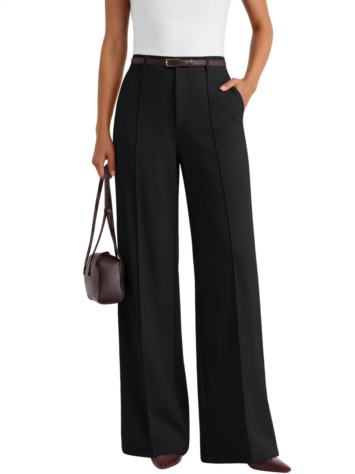 LILLUSORY High Waisted Front Seam Stretchy Dress Work Pants with Pockets