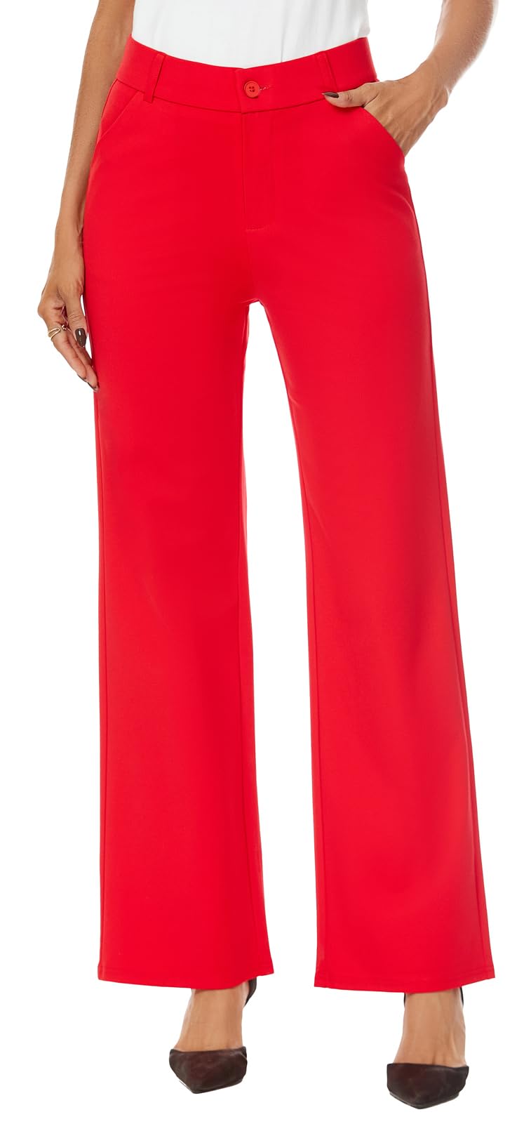 iChosy Womens High Waist Wide Straight Leg Trousers Casual Slacks Dress Pants with Pockets