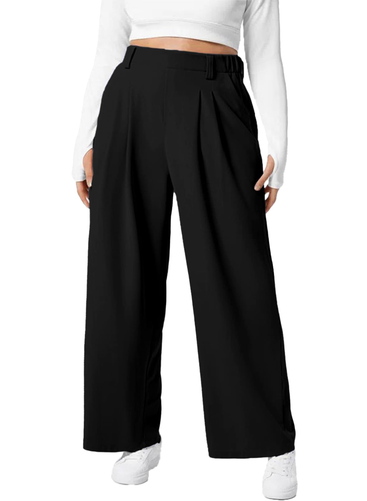 Eytino Womens Plus Size Wide Leg Dress Pants