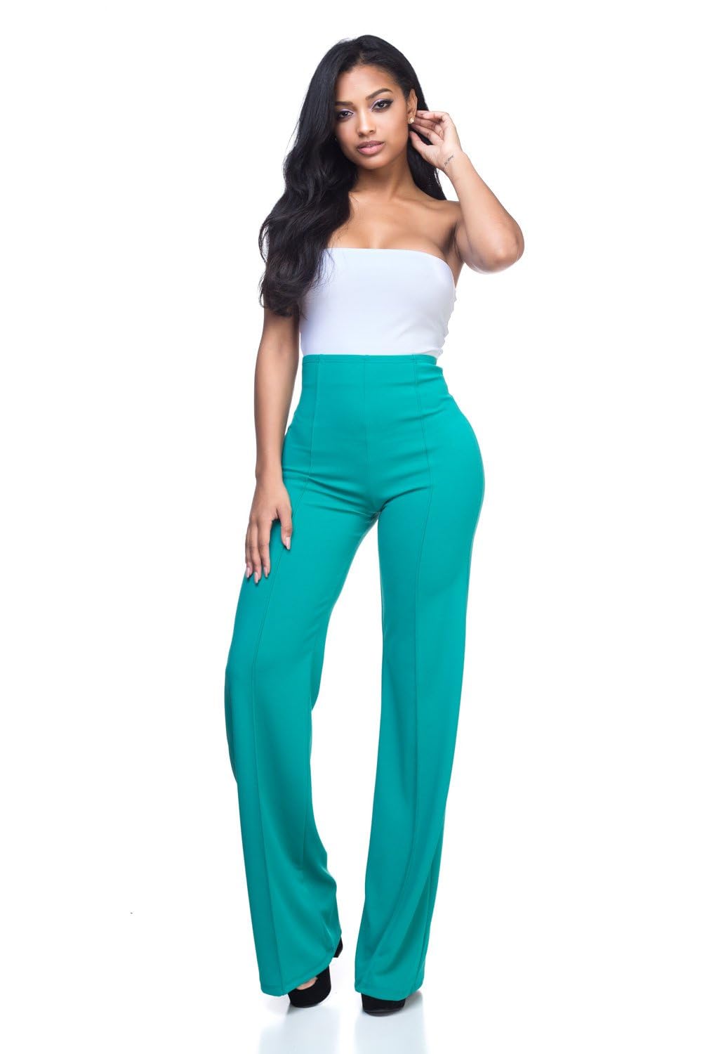 Cemi Ceri Women’s High Waist Wide Leg Dress Pants – Flared Business Slacks for Office, Work & Casual Wear, Stretch Comfort