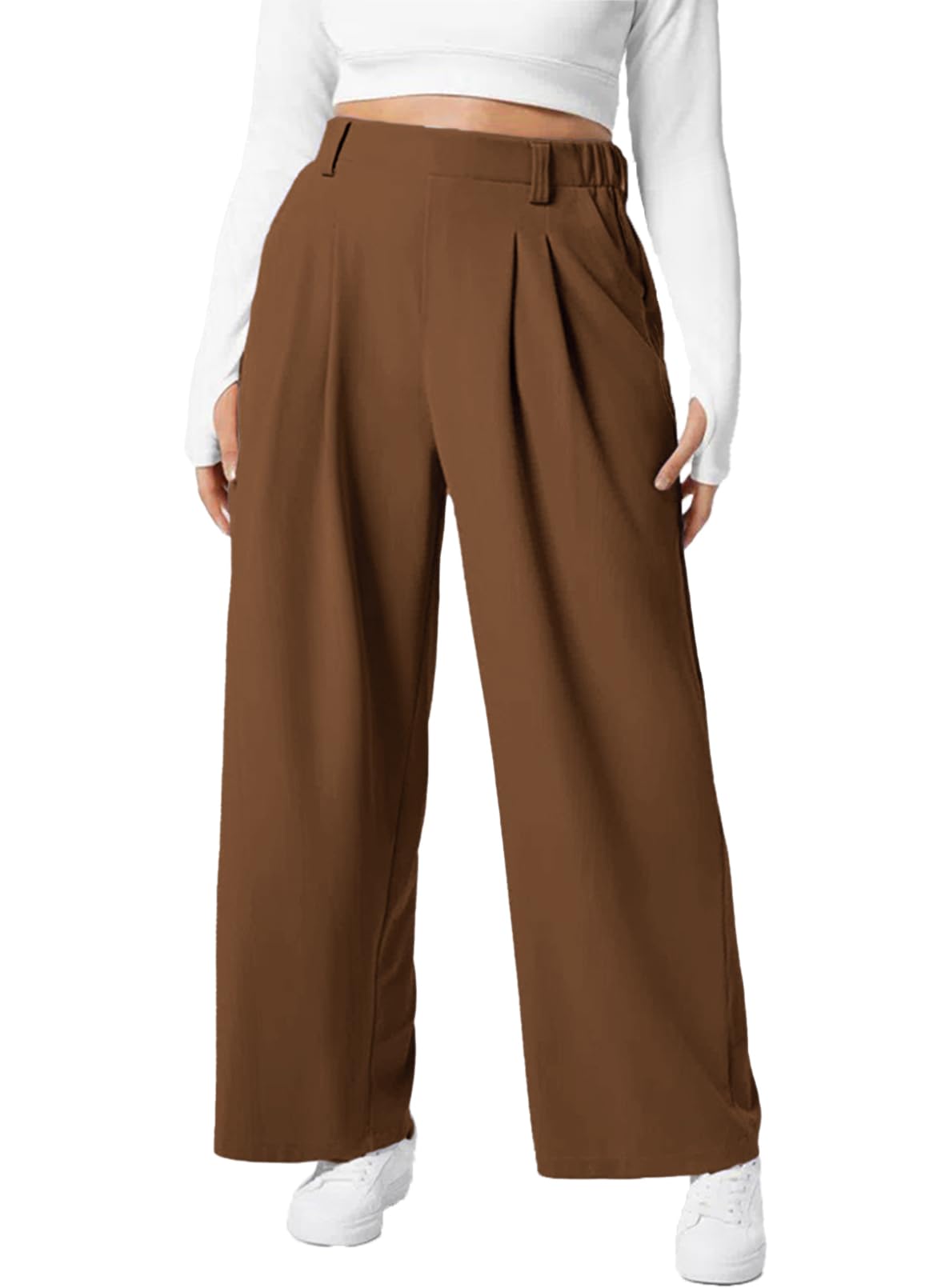 Eytino Womens Plus Size Wide Leg Dress Pants