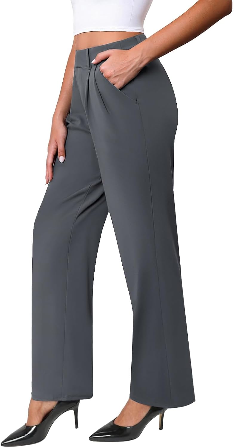 DLOODA Womens Wide Leg Dress Pants Stretchy High Waisted Work Pants