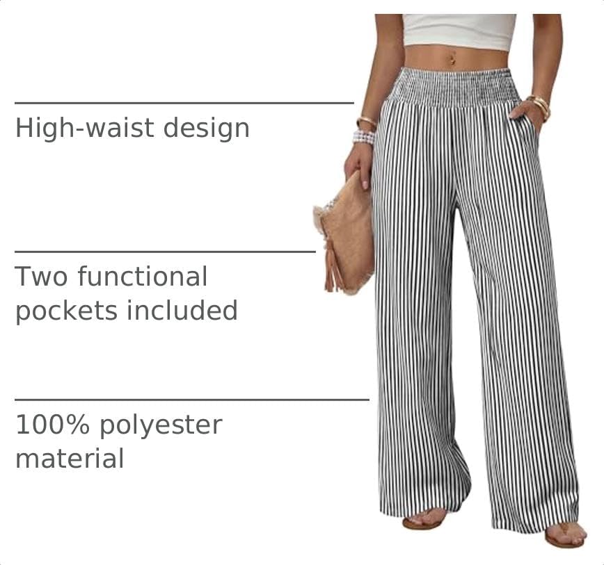 Sampeel Wide Leg Pants Woman High Waist Trousers with Pockets Casual Lounge