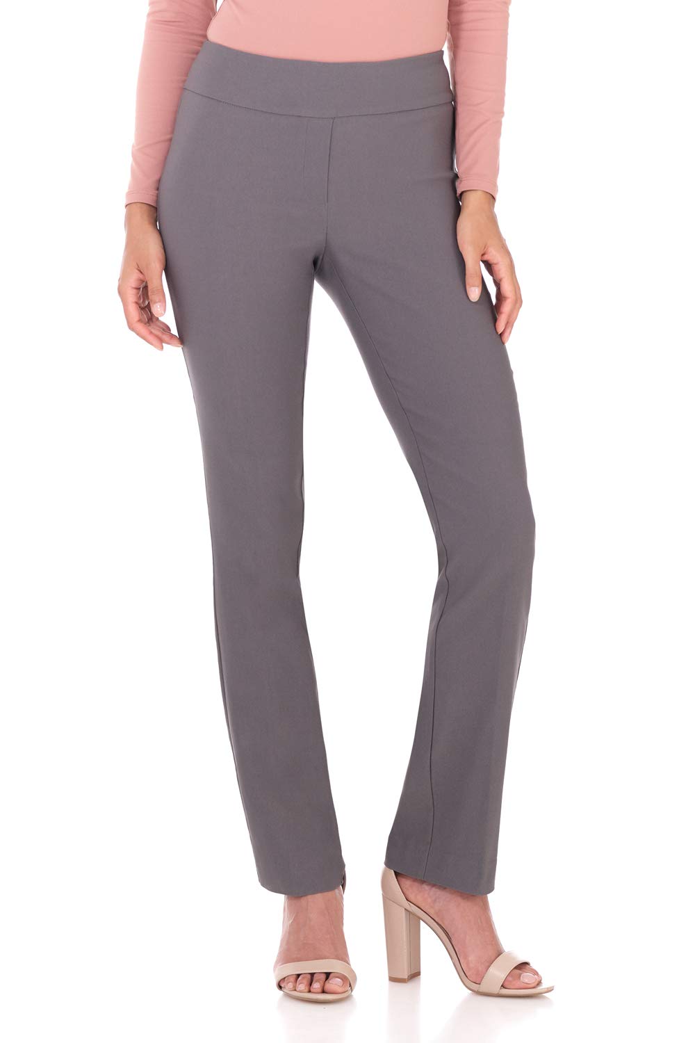 Rekucci Women's Ease Into Comfort Stretchy Straight Leg Office Pant with Tummy Control