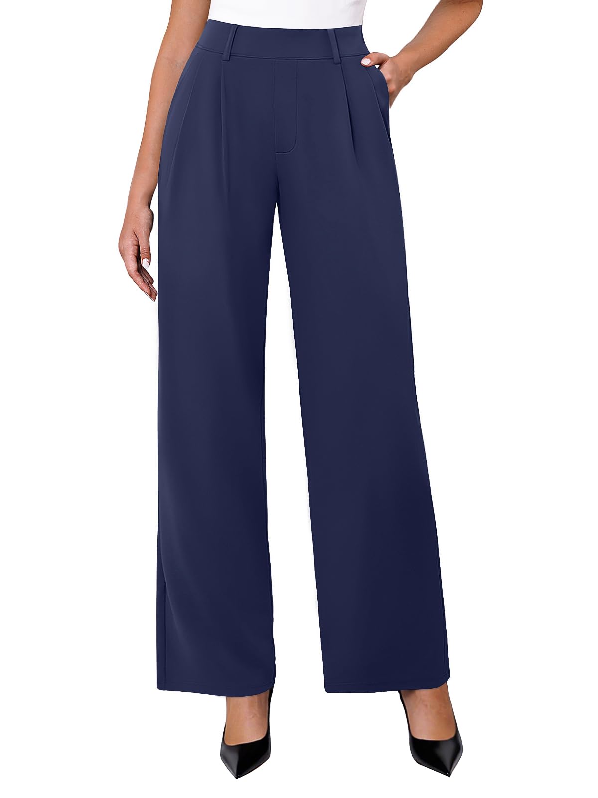 DLOODA Womens Wide Leg Dress Pants Stretchy High Waisted Work Pants