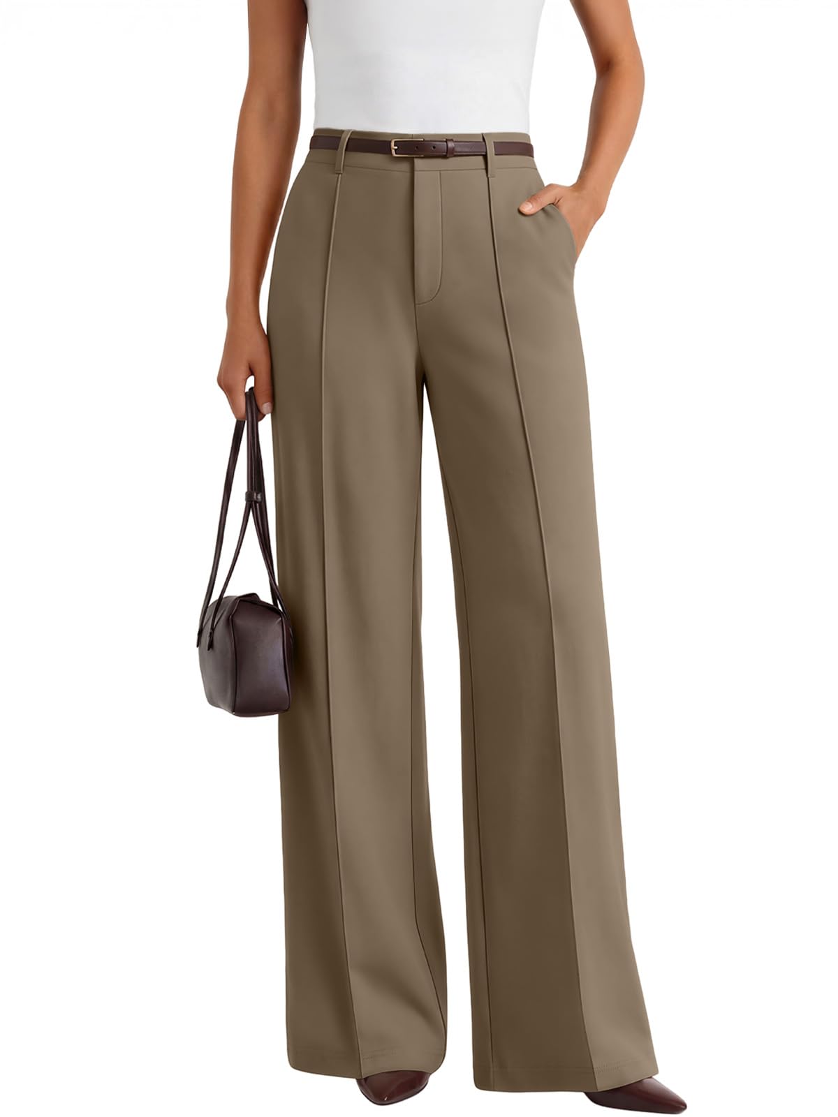 LILLUSORY High Waisted Front Seam Stretchy Dress Work Pants with Pockets