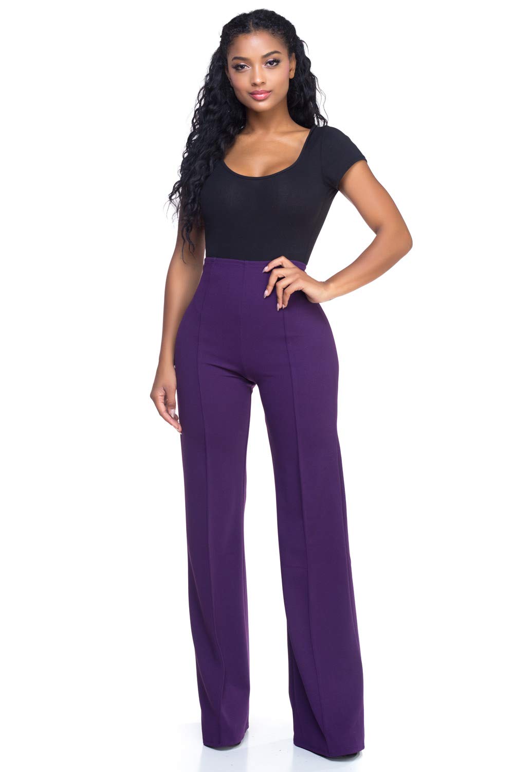 Cemi Ceri Women’s High Waist Wide Leg Dress Pants – Flared Business Slacks for Office, Work & Casual Wear, Stretch Comfort
