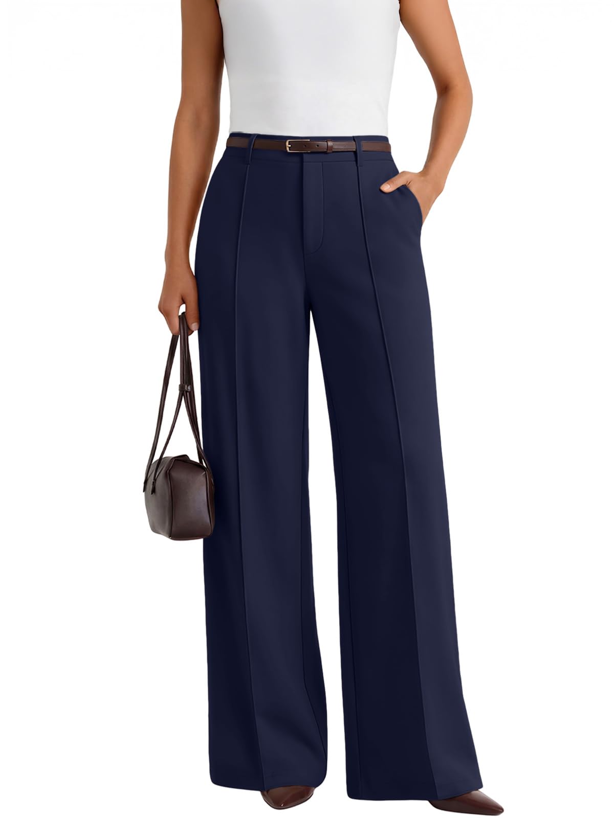 LILLUSORY High Waisted Front Seam Stretchy Dress Work Pants with Pockets