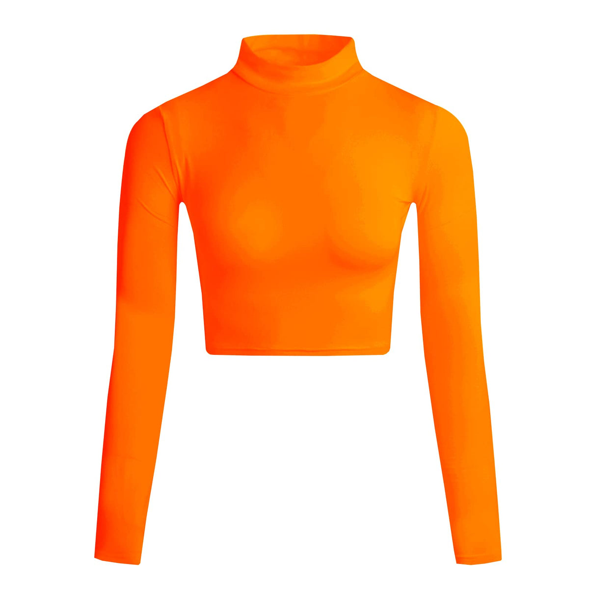LONGBIDA Women's Long Sleeve Mock Neck Crop Tops Stretch Base Layer T-Shirt