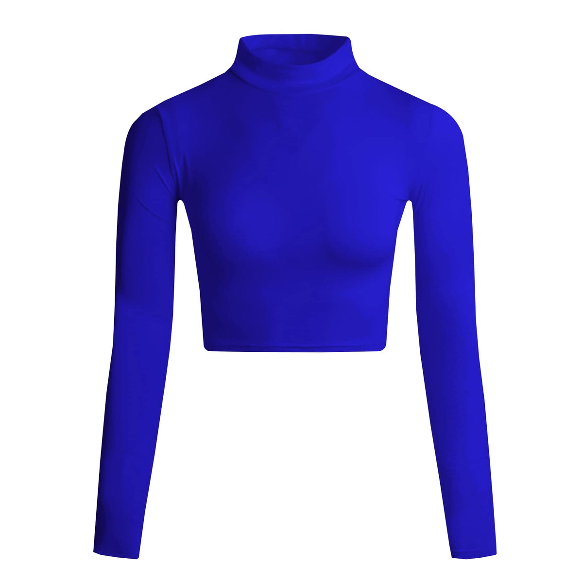 LONGBIDA Women's Long Sleeve Mock Neck Crop Tops Stretch Base Layer T-Shirt