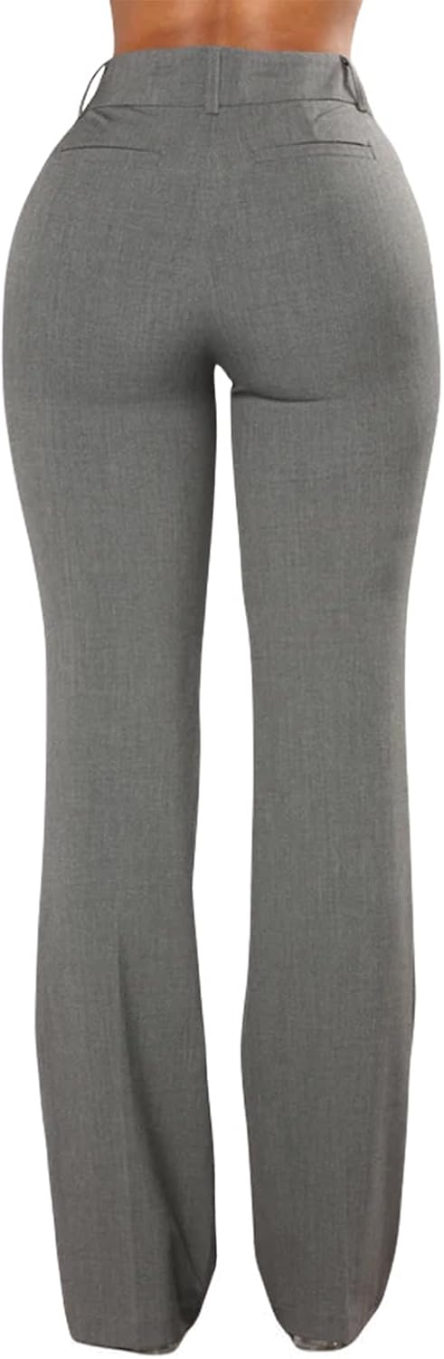 Work Dress Pants for Women Cotton Blend Bootcut Office Slacks Tailored Slit Fit Business Trousers