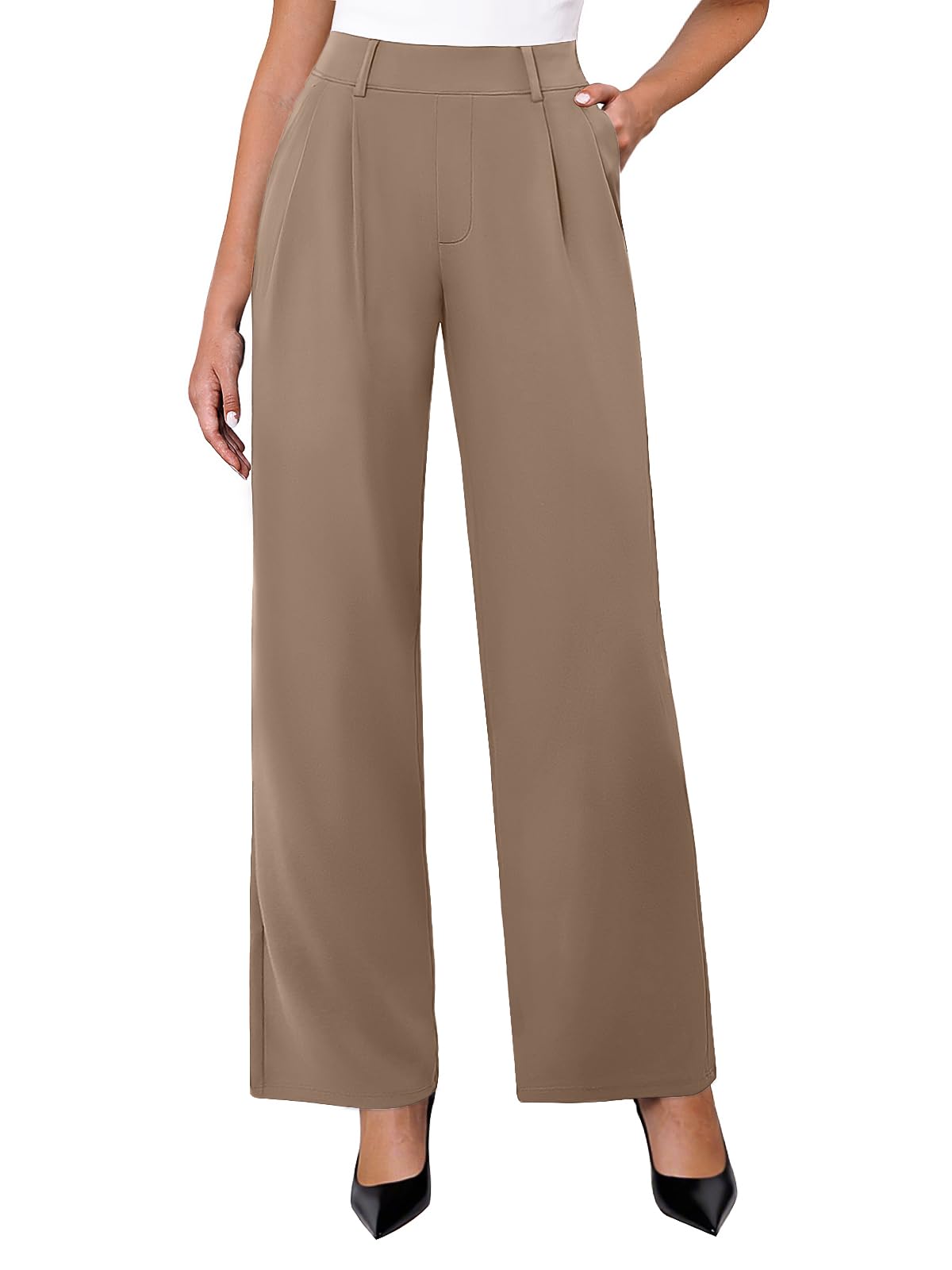 DLOODA Womens Wide Leg Dress Pants Stretchy High Waisted Work Pants