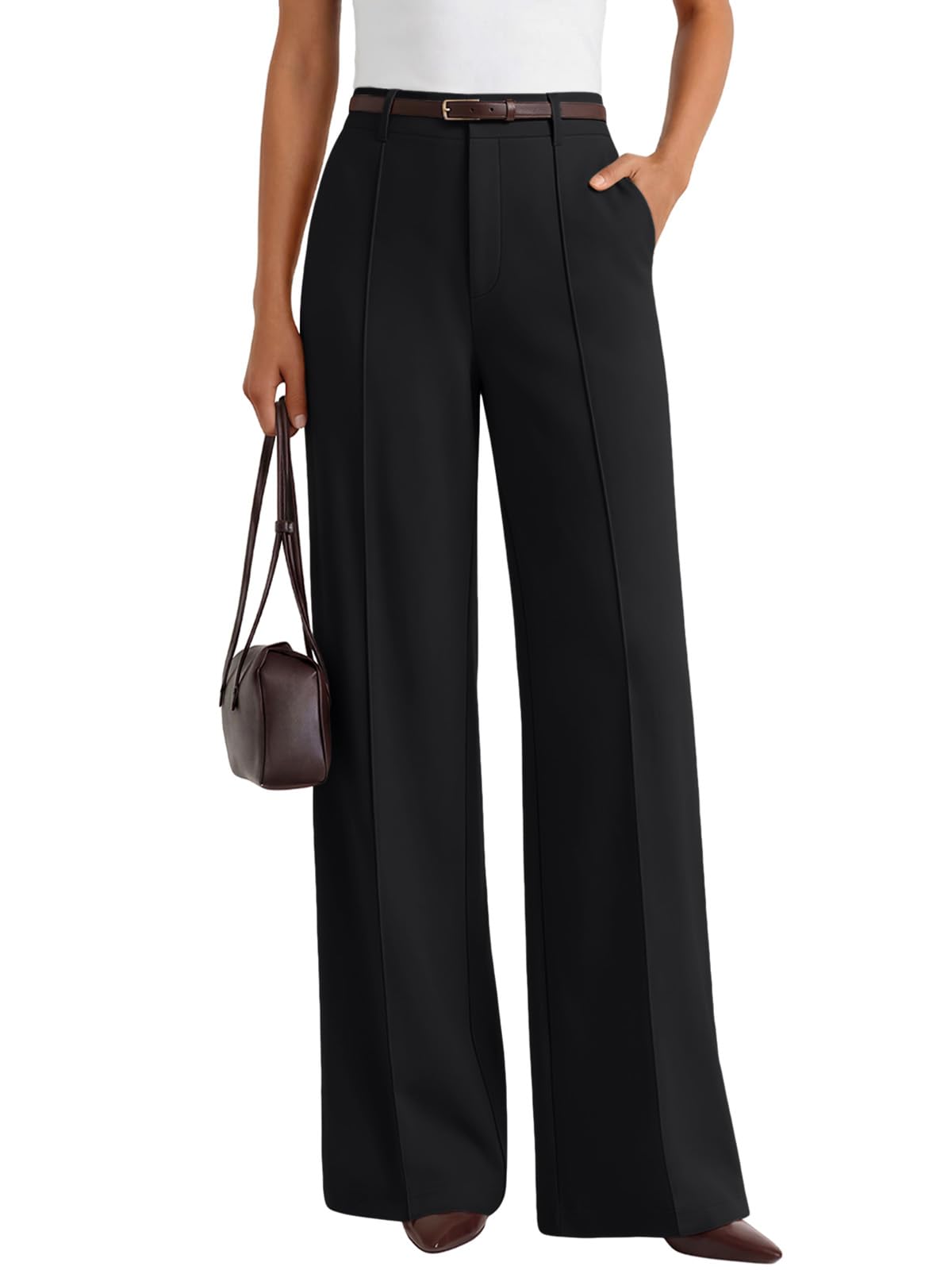 LILLUSORY High Waisted Front Seam Stretchy Dress Work Pants with Pockets