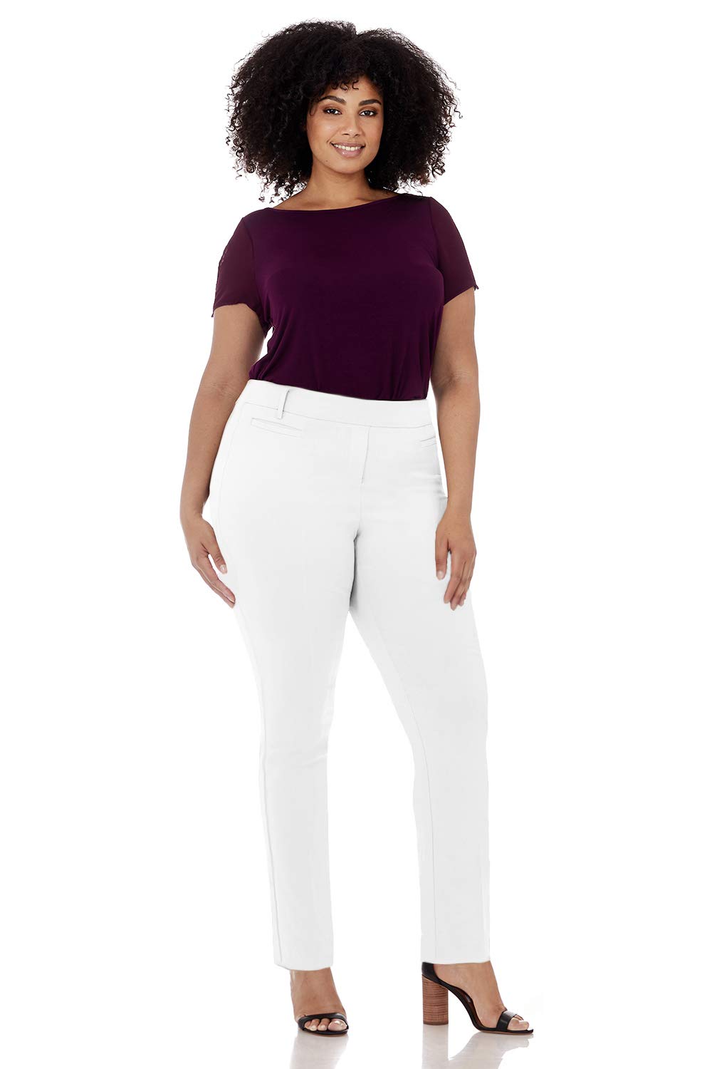 Rekucci Curvy Woman Ease into Comfort Plus Size Straight Pant w/Tummy Control