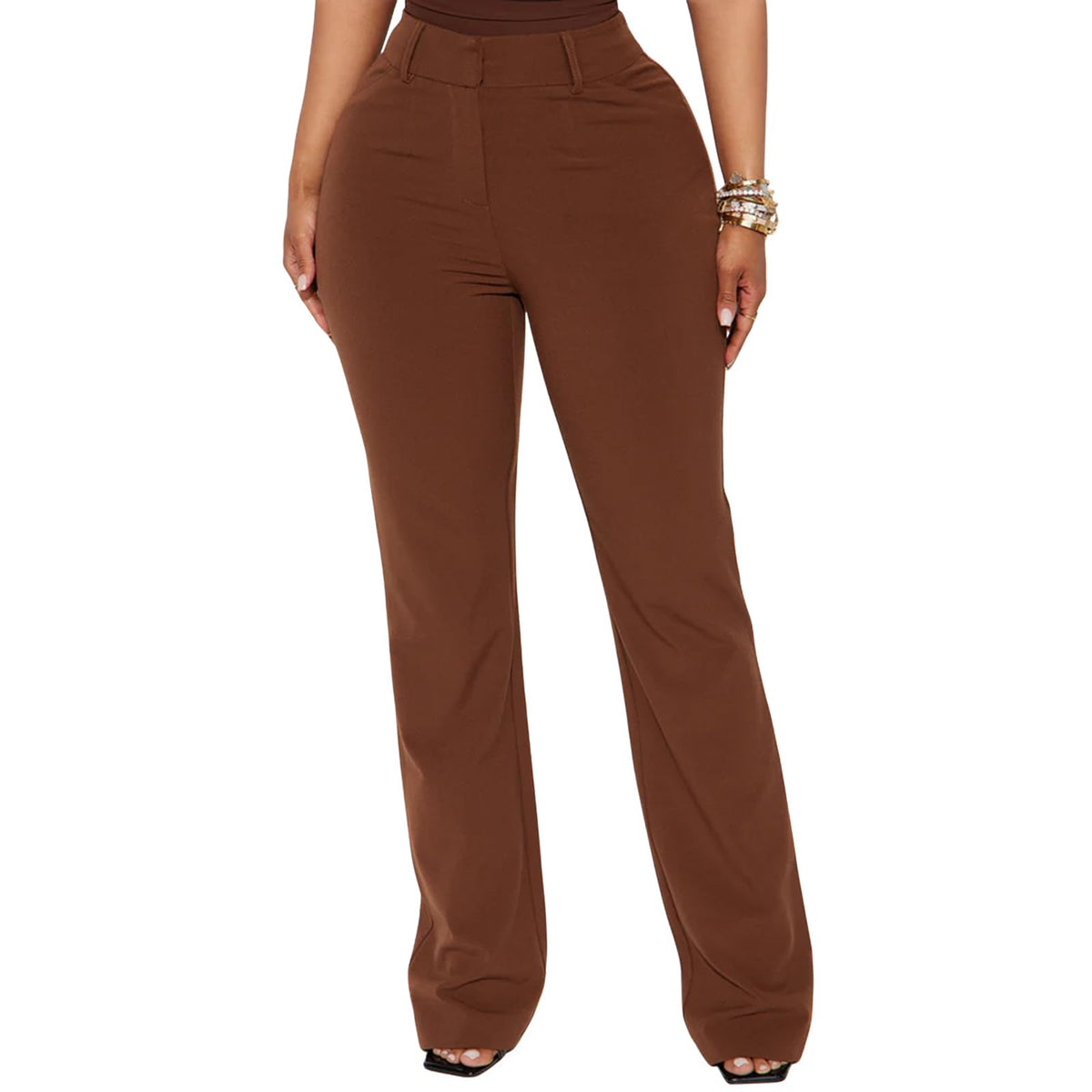 Work Dress Pants for Women Cotton Blend Bootcut Office Slacks Tailored Slit Fit Business Trousers