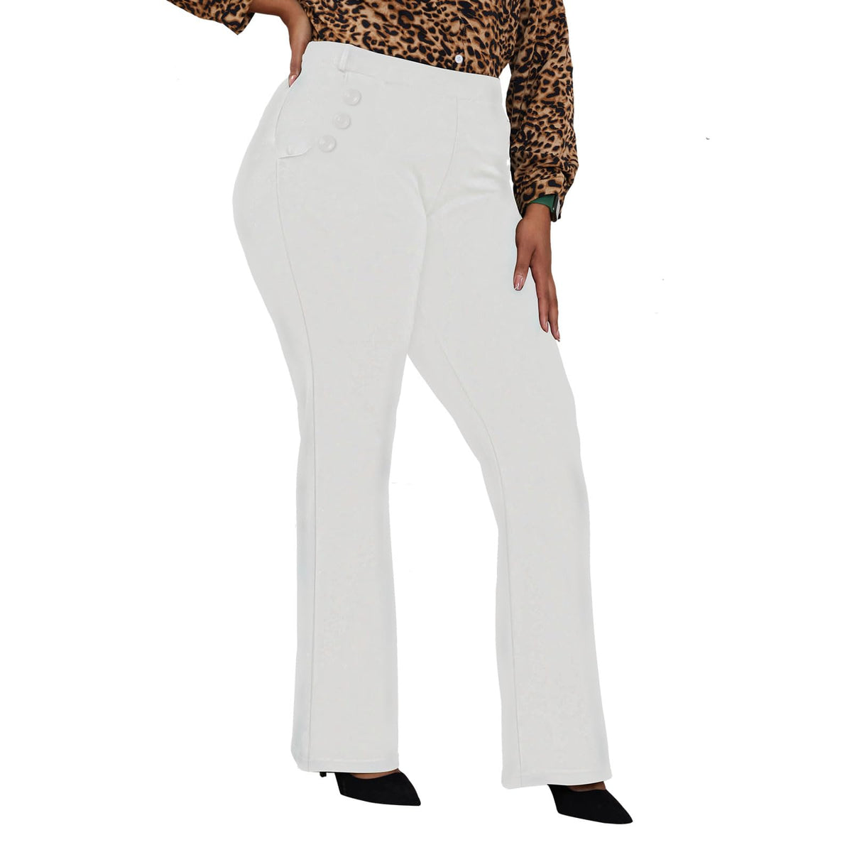 DGD Wrinkle-Free Stretch Dress Pants Plus Size for Women Pull-on Pant Ease into Comfort Office Pant