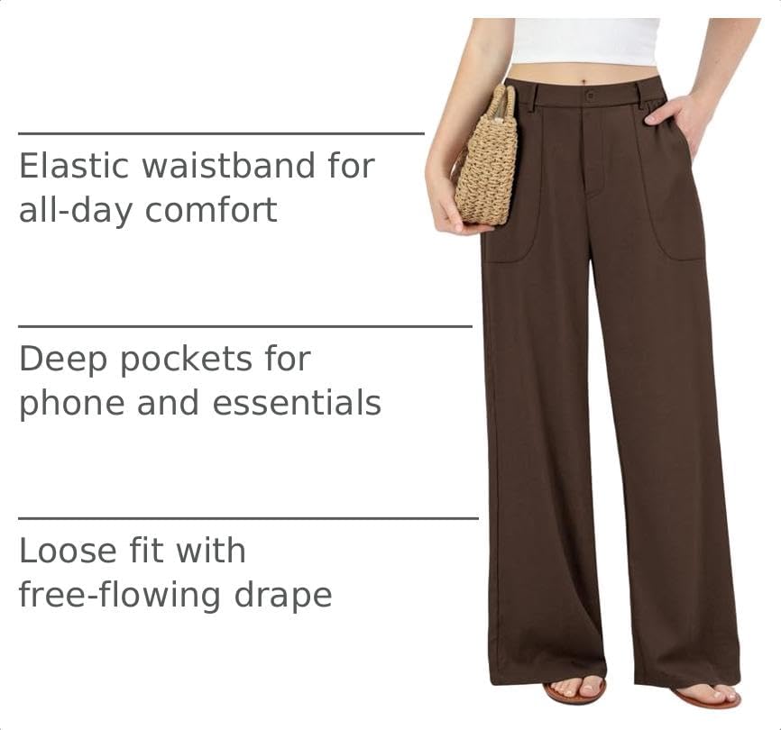 JEKAOYI Womens Cotton Linen Pants Wide Leg Casual Pull On Trousers