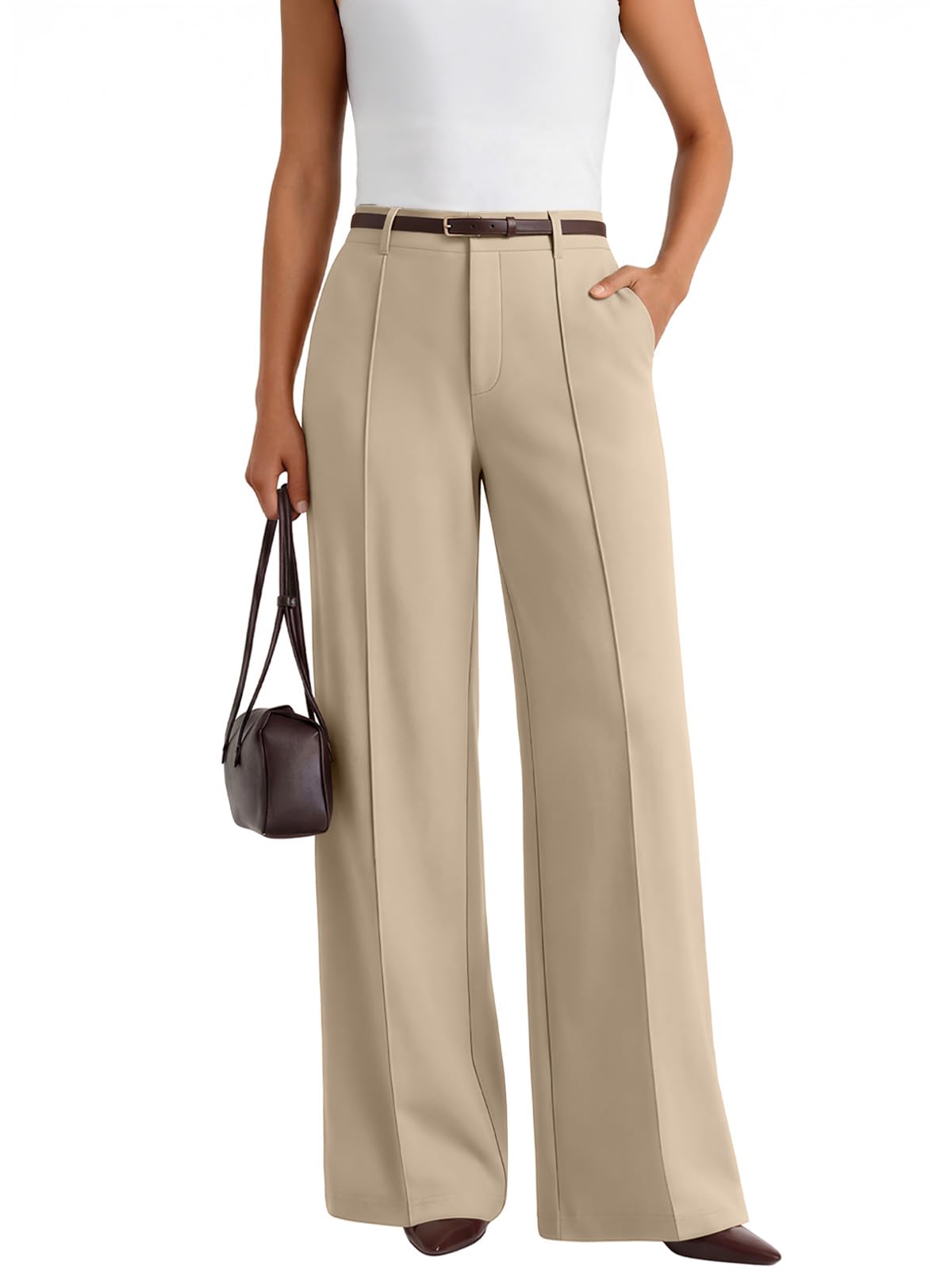 LILLUSORY High Waisted Front Seam Stretchy Dress Work Pants with Pockets