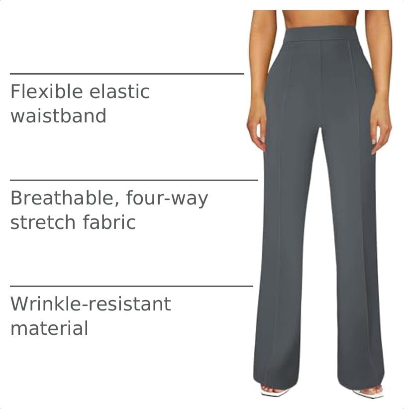 JEKAOYI Womens Straight Leg Dress Work Pants High Waist Stretchy Business Casual Pants Office Trousers Slacks
