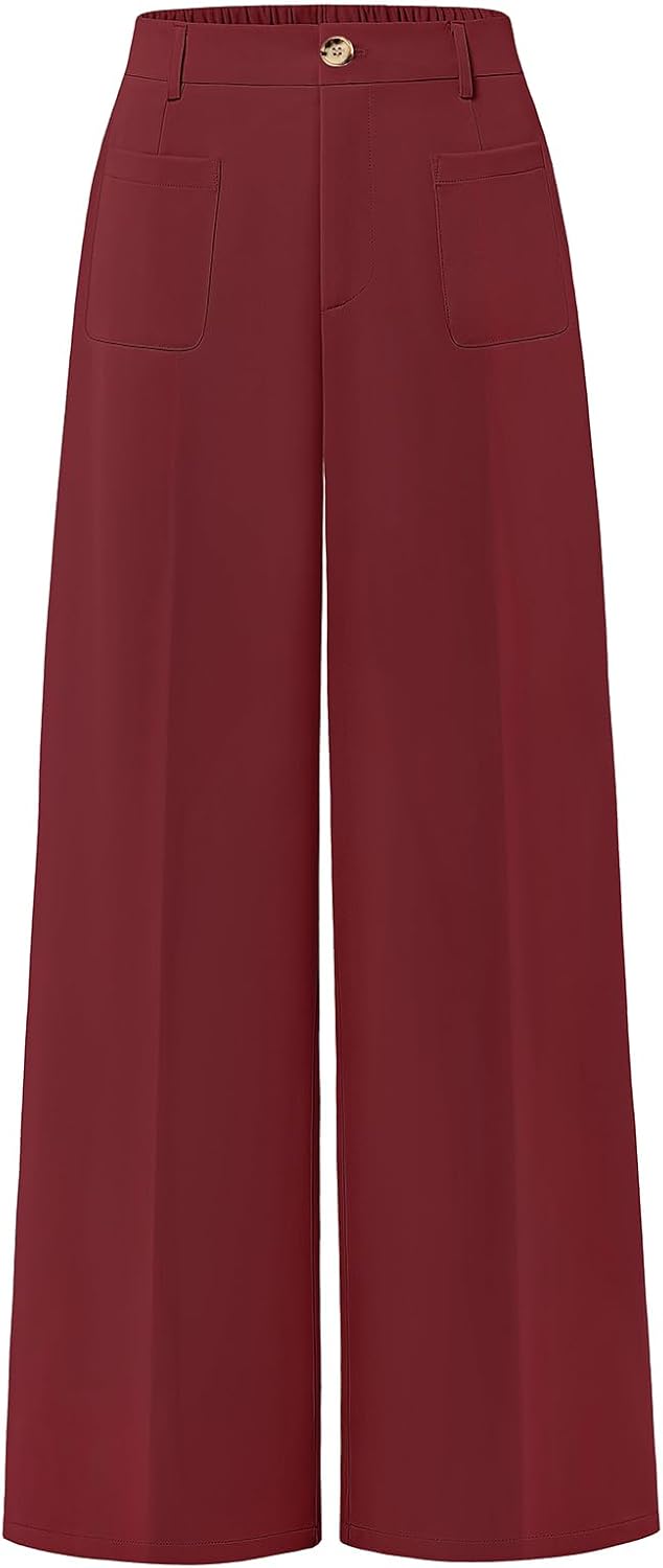 MEROKEETY Womens Wide Leg Dress Pants High Waisted Business Casual Trousers